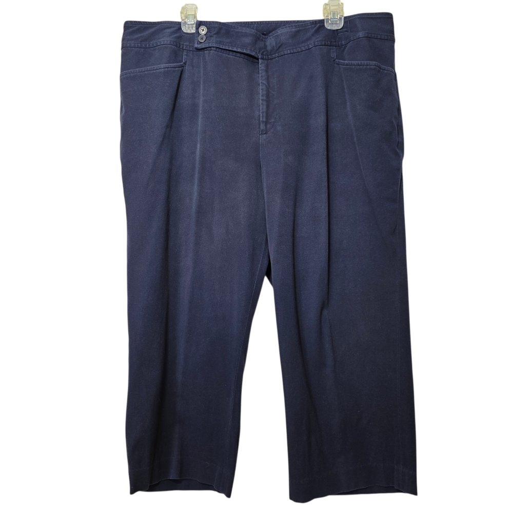 Chaps Navy Blue Cropped Chino Pants 18W EUC Straight Leg Business Casual